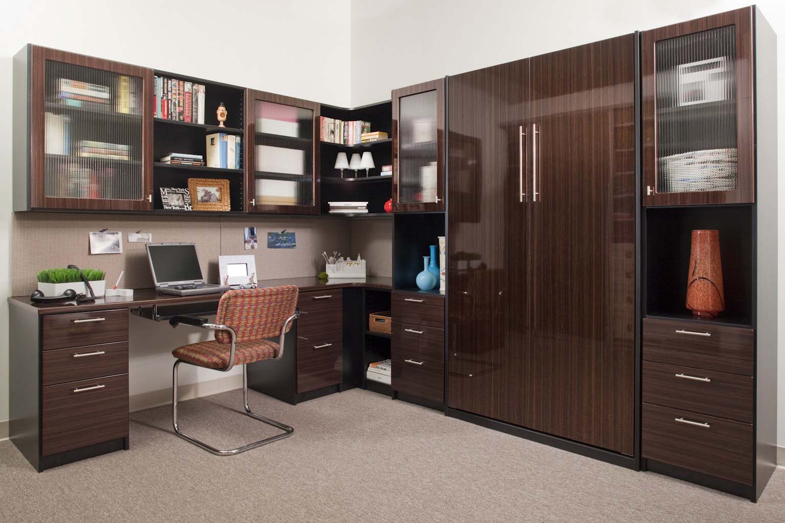 Custom built Murphy Bed and office by closet company