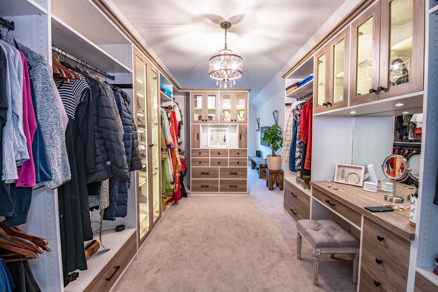 Walk In Closet With Vanity and Dressing Area