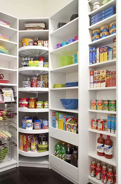 Custom kitchen pantry design with lazy susan