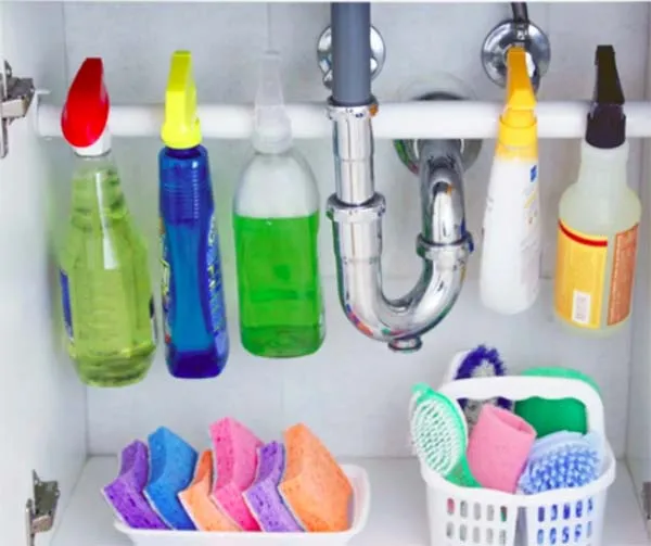 Additional cleaning storage and supplies under the sink