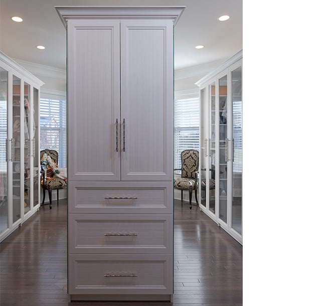 Walk In Closet With Center Cabinet