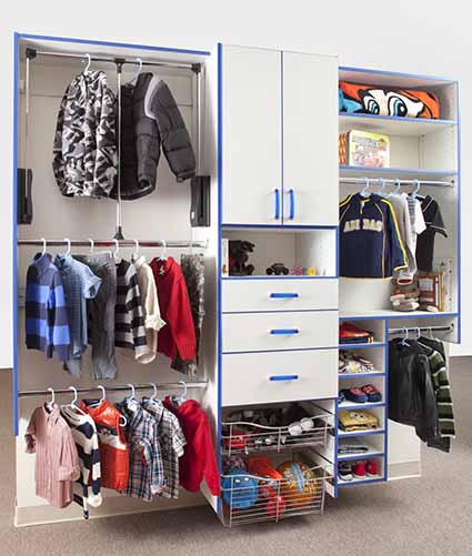 Kids closet neatly organized