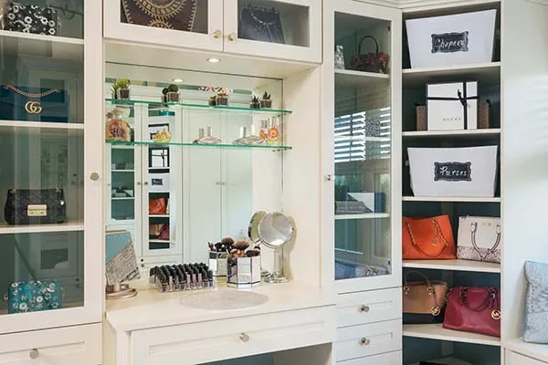 Vanity within walk in closet