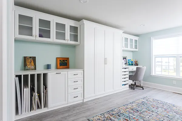 Murphy bed art studio with custom cabinets closed