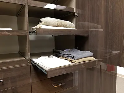 Custom wardrobe with pull out shelves