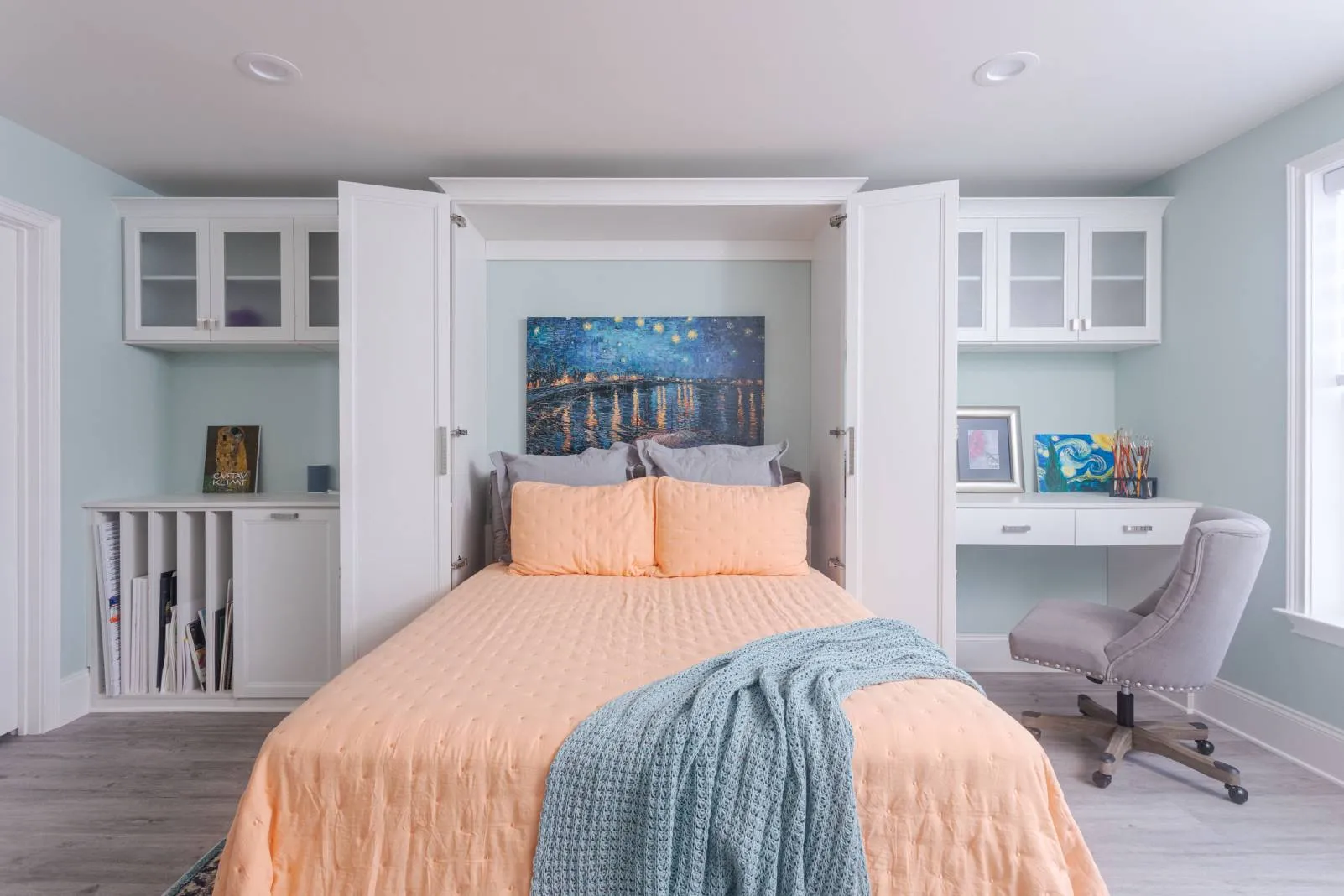 Murphy bed art room combination with bed open