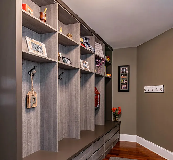 Custom shop mudroom cabinets